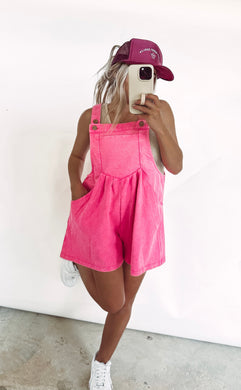 Abi Pink Overall Romper