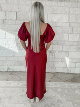 Load image into Gallery viewer, Perfect Gift Scalloped Red Satin Midi