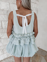 Load image into Gallery viewer, Perfect Match Gingham Ruffle Top &amp; Bubble Hem Short Set - Sage