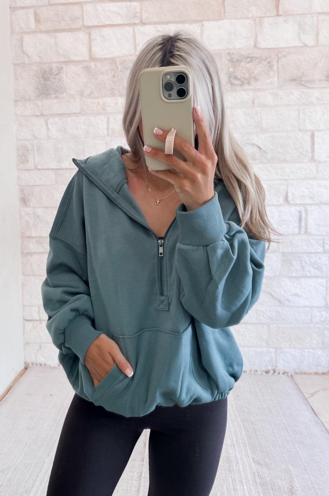 Olivia Half Zip - Ash Jade