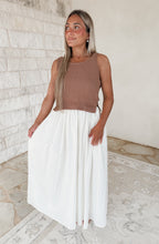 Load image into Gallery viewer, Sweet Comfort Cotton Knit Contrast Maxi Dress - Biscotti/Cream