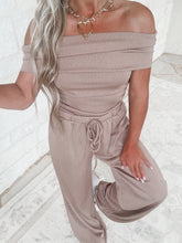 Load image into Gallery viewer, Riley Textured Off The Shoulder Top &amp; Drawstring Pants Set - Mocha