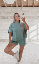 Load image into Gallery viewer, Butter Bliss Exposed Seam Boxy Top &amp; Shorts Set - H Ash Jade