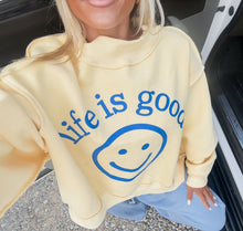 Load image into Gallery viewer, Life Is Good/You Are Exactly Where You Need To Be Reversible Mockneck Sweatshirt - Yellow