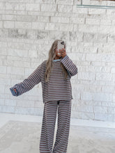 Load image into Gallery viewer, Meet Me There Striped Long Sleeve and Wide Leg Pants Casual Set