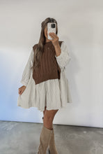 Load image into Gallery viewer, Line It Up Brown Layered Knit Vest Dress