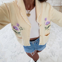 Load image into Gallery viewer, Meadow Bloom Yellow Stitched Cardigan