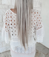 Load image into Gallery viewer, Taking Measurements Round Neck Crochet Eyelet Top