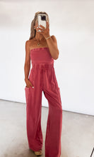 Load image into Gallery viewer, Cool Down Mineral Wash Strapless Jumpsuit - Dark Red