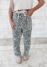 Load image into Gallery viewer, Only The Beginning Braided Waist Belt Leopard Pants - Oatmeal