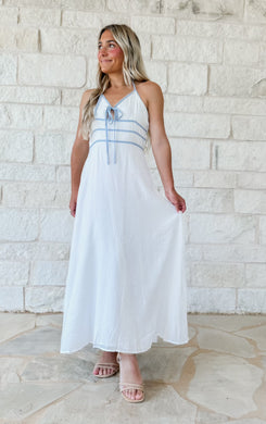 Hampton Honey Blue/White Midi