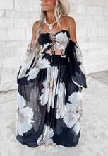 Load image into Gallery viewer, Forget Me Not Floral Chiffon Bandeau Top &amp; Ruched Drop Waist Maxi Skirt