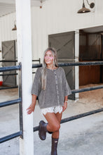 Load image into Gallery viewer, The Bookshop Washed Ribbed Short Sleeve Rolled Edge Cardigan - Dk Brown