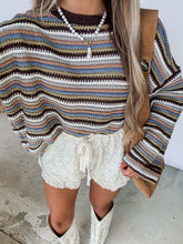 Load image into Gallery viewer, September Song Striped Boat Neck Sweater