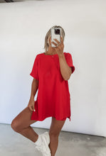 Load image into Gallery viewer, Homebody Era Round Neck Hi-Low Top &amp; Biker Short Set - Ruby