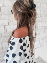 Load image into Gallery viewer, Happy Thoughts Elastic Polka Dot Mini Dress - White / Black