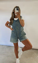 Load image into Gallery viewer, Back In The Garden High Roller Denim Overall Romper
