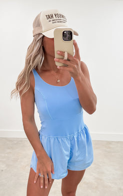 Livy Baby Blue Athletic Romper