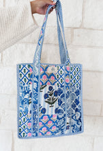 Load image into Gallery viewer, Happy Ending Blue (regular) Quilted Tote Bag
