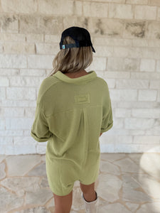 Camryn Pistachio Waffle Romper