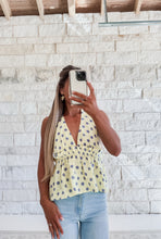 Load image into Gallery viewer, Sunday Strolls Polka Dot Halter Tie Top - Butter Yellow