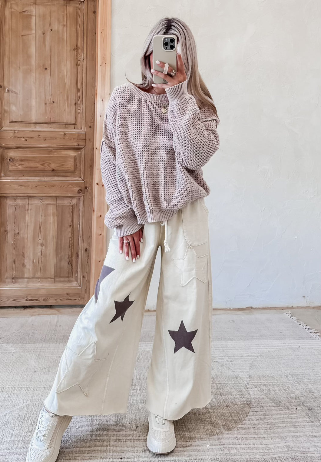 Star Patch Terry Knit Pants