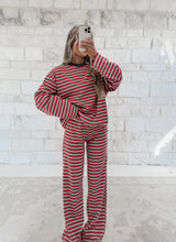 Load image into Gallery viewer, Perfect Pairing Striped Long Sleeve Top &amp; Striped Button Front Lounge Pants