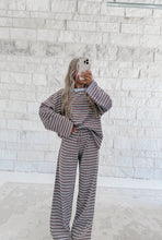 Load image into Gallery viewer, Meet Me There Striped Long Sleeve and Wide Leg Pants Casual Set