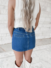 Load image into Gallery viewer, Georgie Mid-Waisted Eyelet Detail Denim Mini Skirt