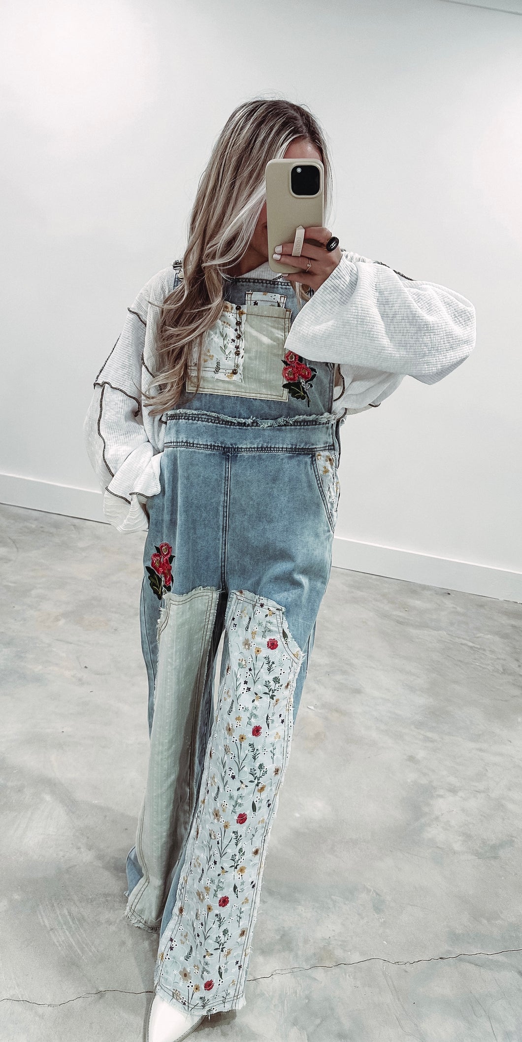 Embry Patchwork Embroidery Overalls
