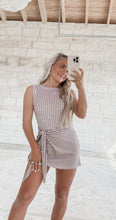 Load image into Gallery viewer, Off To The Races Gingham Wrap Tie Front Romper - Brown