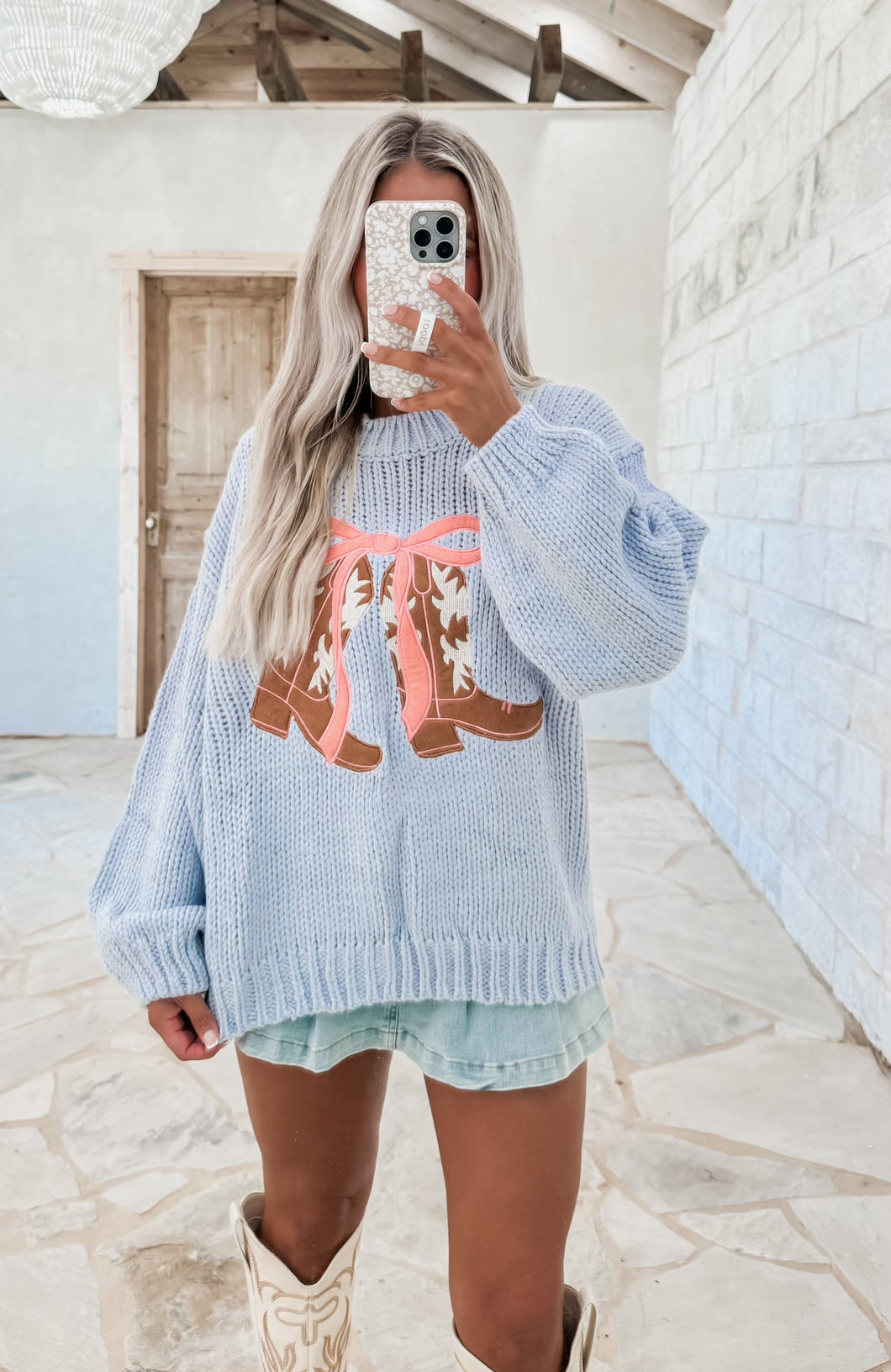 Cowboy Boots Ribbon Sweater