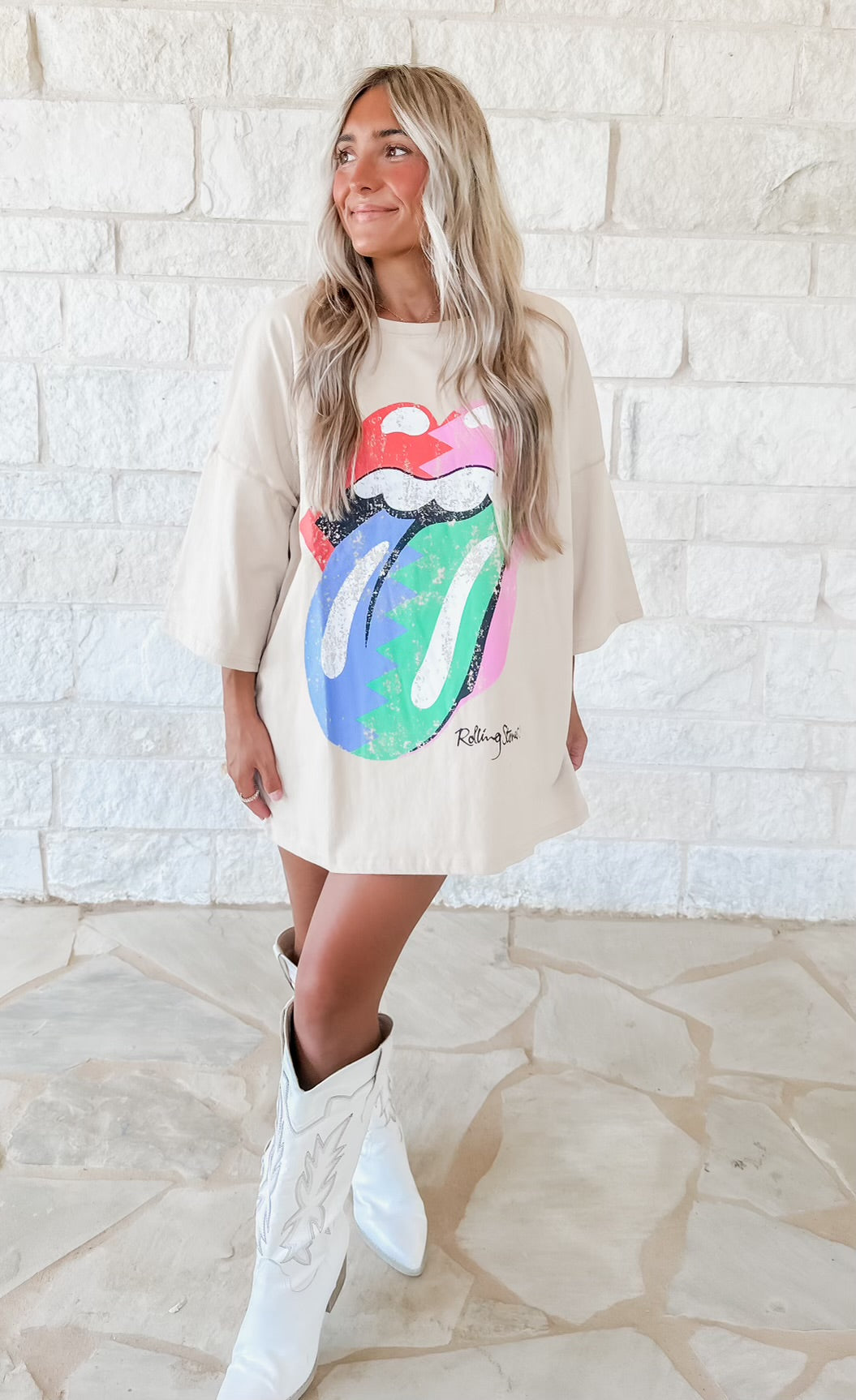 Rolling Stones Graphic Tee - beige