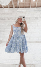 Load image into Gallery viewer, Little Moments Embroidered Blue Mini Dress