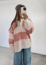 Load image into Gallery viewer, In My Heart Pink Multi Long Sleeve Stripe Henley Sweater