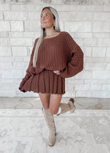 Load image into Gallery viewer, Stay The Path Long Sleeve Tunictop + Pleated Skirt Set - Brown