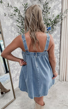 Load image into Gallery viewer, Kicking Up Leaves Denim Mini Dress