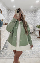 Load image into Gallery viewer, Lunch In The Meadow Sage Denim Jacket