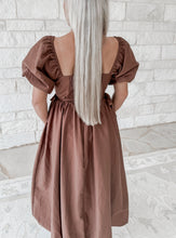 Load image into Gallery viewer, Apple Picking Button Front Puff Sleeve Midi Dress - Hazel