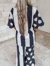 Load image into Gallery viewer, Mix It Up Polka Dot &amp; Stripe Lounge Pant Set - Charcoal