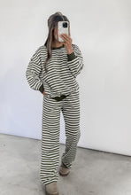Load image into Gallery viewer, More My Vibe Striped Crew Neck &amp; Sweatpants Set - Green/Cream