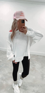 Slowing Down White Lightweight Sweatshirt