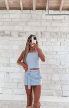Load image into Gallery viewer, She’s Dangerous Square Neck Halter Top &amp; Mini Low Rise Belted Skirt Set