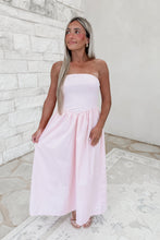 Load image into Gallery viewer, Pink Petals Ribbed Tube Bodice Strapless Maxi