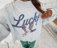 Load image into Gallery viewer, Lucky &amp; Mallard Mock Neck Sweatshirt - Blue
