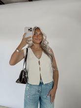 Load image into Gallery viewer, Still Thinking It Through Keyhole Button Knit Vest - Off White