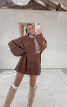 Load image into Gallery viewer, Stay The Path Long Sleeve Tunictop + Pleated Skirt Set - Brown