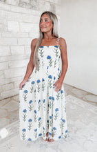 Load image into Gallery viewer, Stop &amp; Smell The Roses Floral Tie Strap Midi Dress - Blue