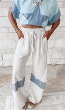 Load image into Gallery viewer, Get In Line Mineral Wash Denim Patched Wide Leg Pants - Natural