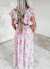 Load image into Gallery viewer, Jillian Floral Back Lace Up Midi Dress - Pink